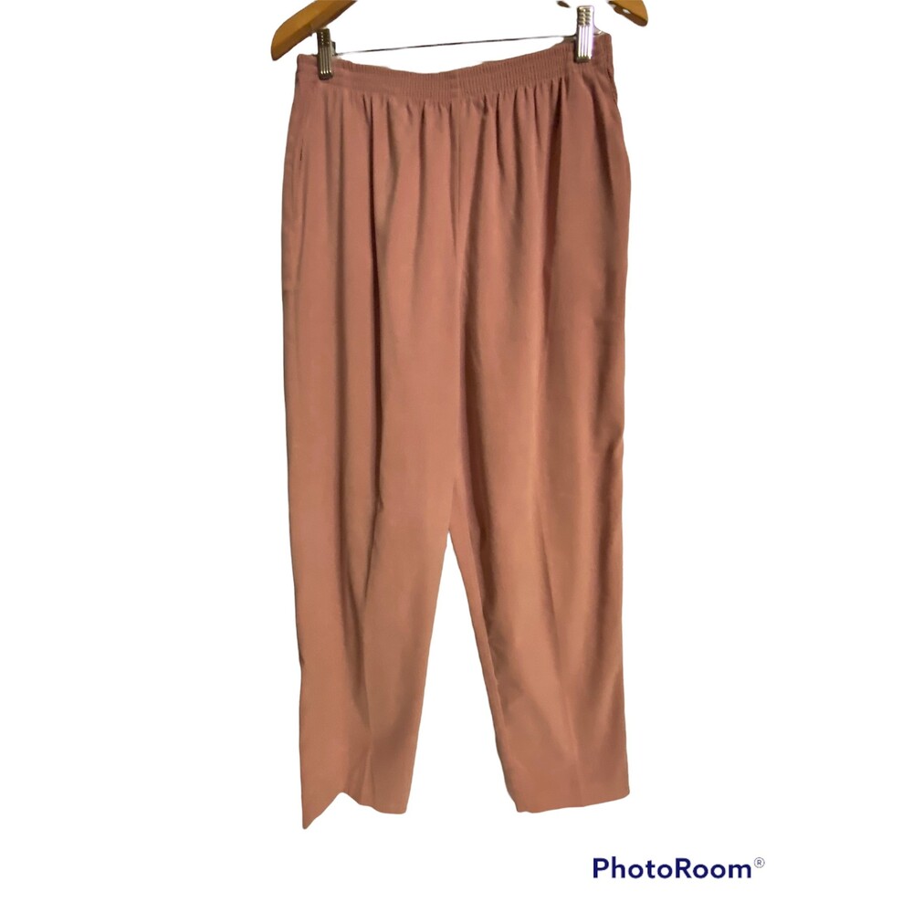 Alfred Dunner High Waisted Pink Blush Corduroy Pants Elastic Waist Pockets 16